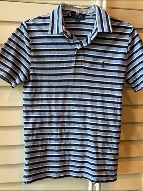 Boy’s Polo by Ralph Lauren Light Blue & Navy Striped Polo Shirt